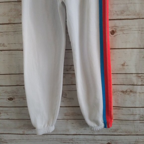 Aviator Nation White Joggers with Red and Blue Stripes - Picture 3 of 7